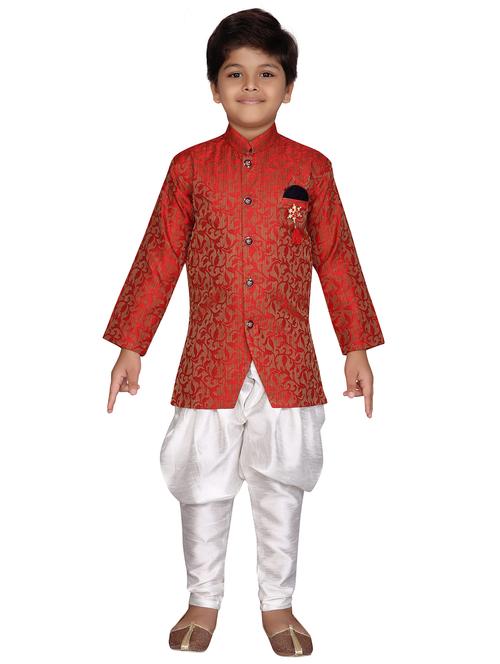red jute sherwani set - 16305103 - Standard Image - 1