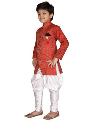 red jute sherwani set - 16305103 - Standard Image - 2