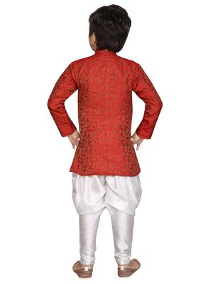 red jute sherwani set - 16305103 - Standard Image - 3
