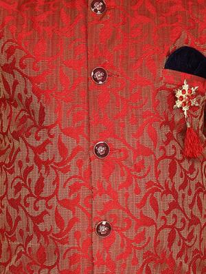 red jute sherwani set - 16305103 - Standard Image - 4