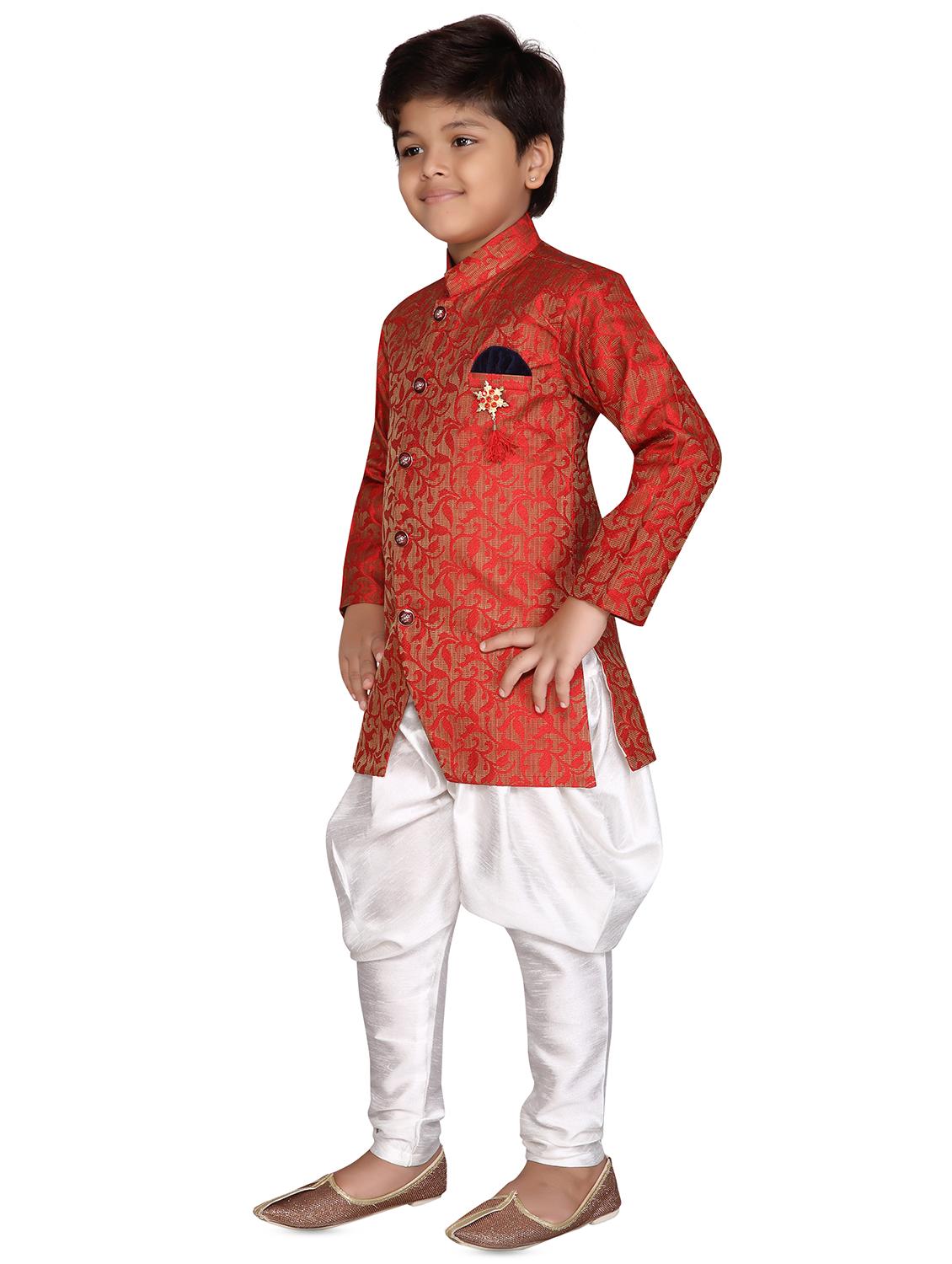 red jute sherwani set - 16305103 - Zoom Image - 2