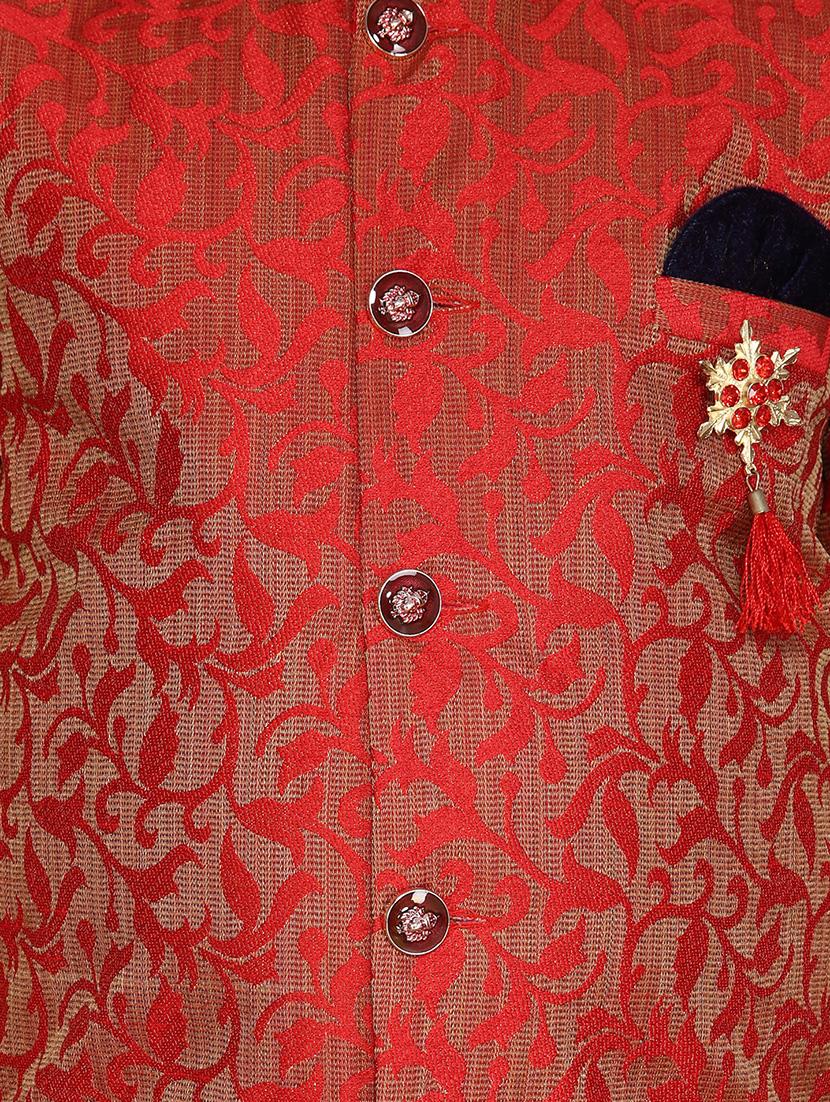 red jute sherwani set - 16305103 - Zoom Image - 4