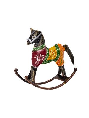 golden peacock handcrafted multicolor metal statue rocking horse showpiece - 16305199 - Standard Image - 3