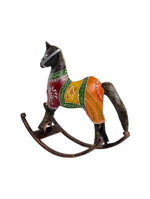 golden peacock handcrafted multicolor metal statue rocking horse showpiece - 16305199 - Standard Image - 4