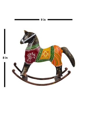 golden peacock handcrafted multicolor metal statue rocking horse showpiece - 16305199 - Standard Image - 5