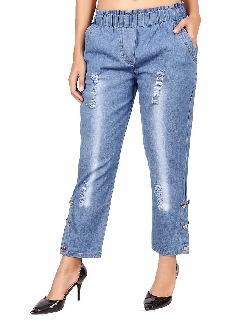 rivet detail distressed jeans - 16305512 - Zoom Image - 1