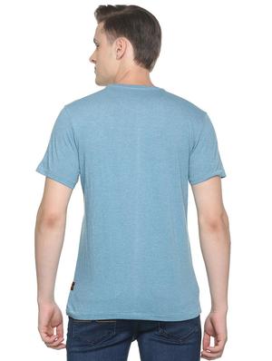 light blue chest print t-shirt - 16305673 - Standard Image - 2