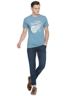 light blue chest print t-shirt - 16305673 - Standard Image - 3