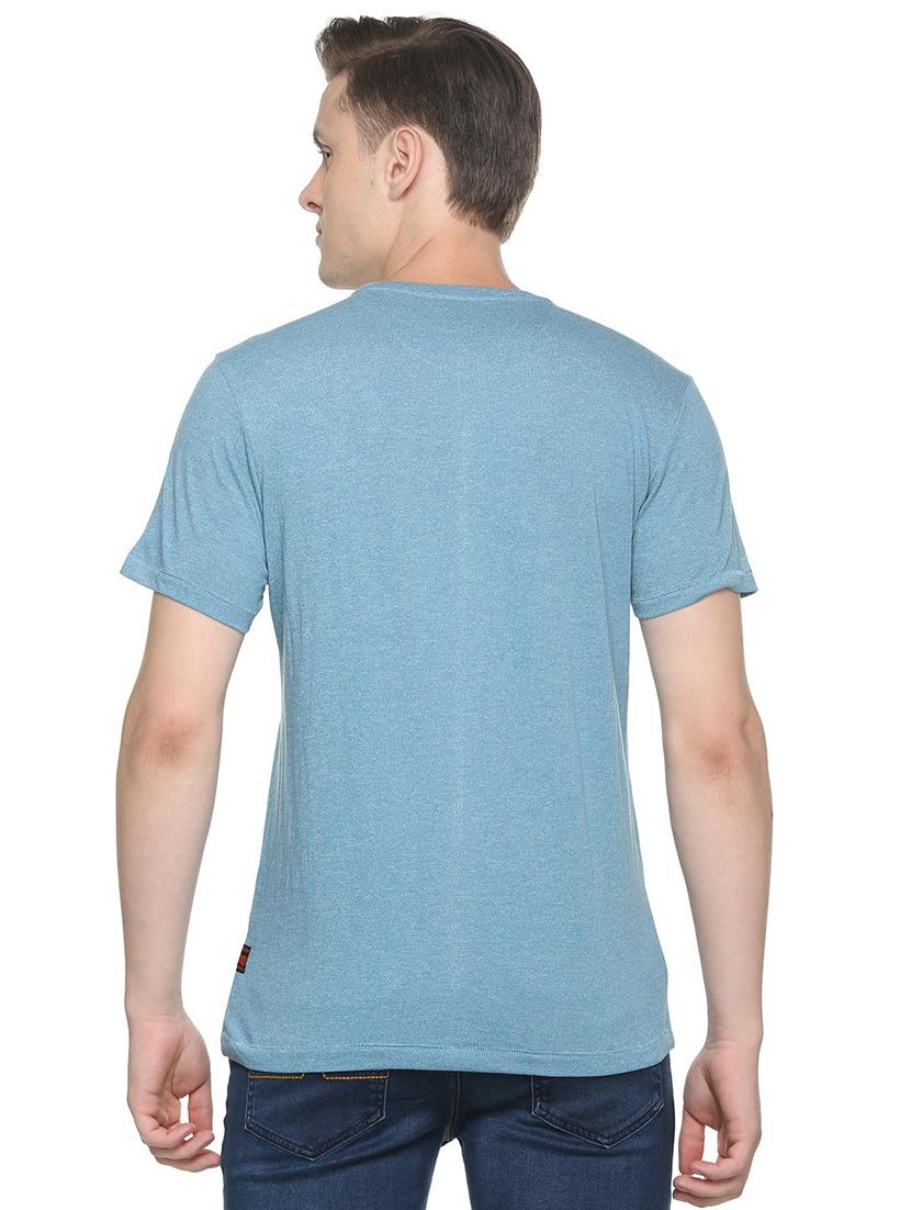 light blue chest print t-shirt - 16305673 - Zoom Image - 2