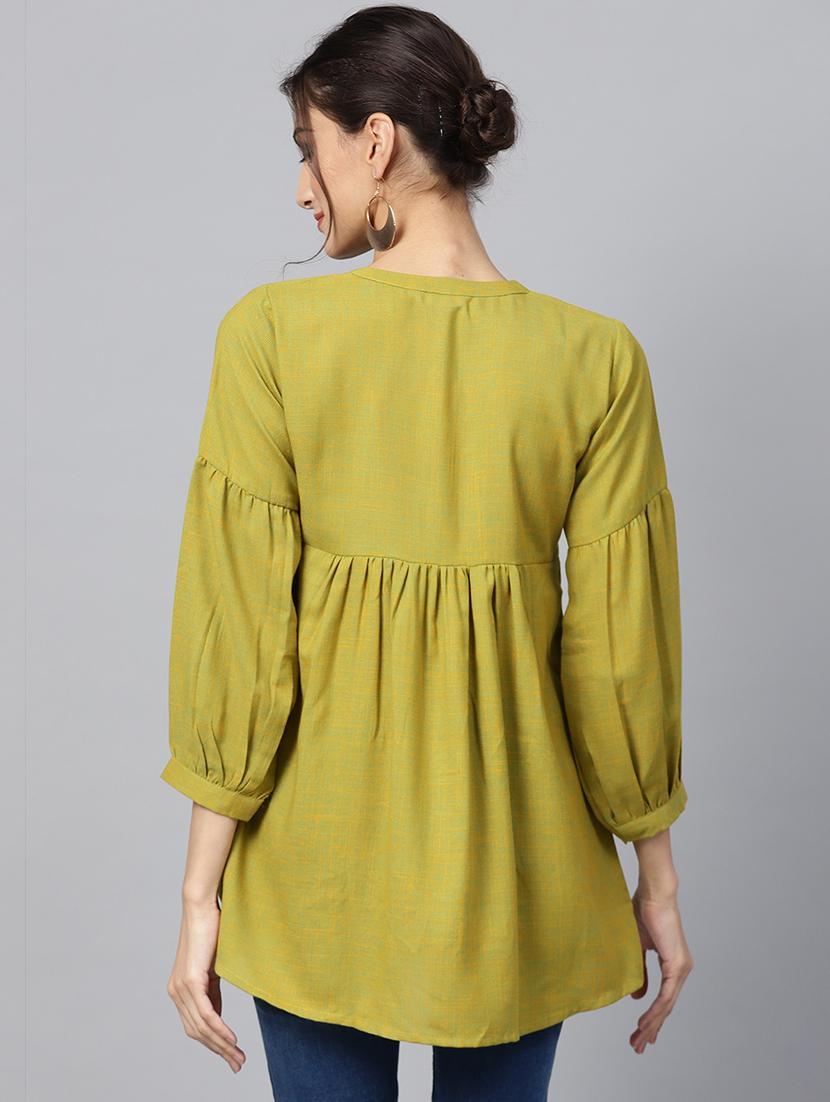 solid a-line kurti - 16305733 - Zoom Image - 3
