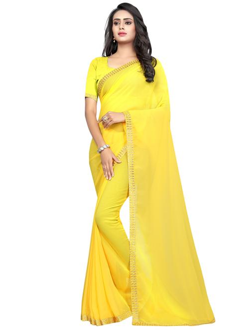 solid lace border saree with blouse - 16305884 - Standard Image - 1