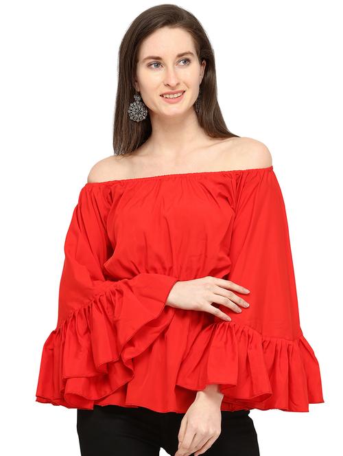 ruffle detail off shoulder top - 16307906 - Standard Image - 1