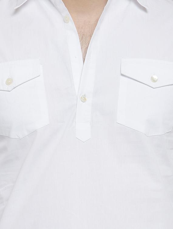 white solid pathani kurta - 16307913 - Zoom Image - 4