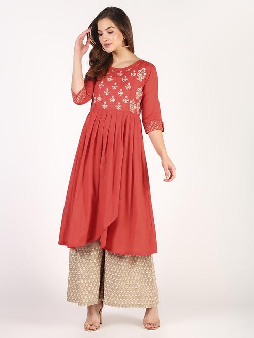 block print kurta palazzo set - 16308009 - Standard Image - 1