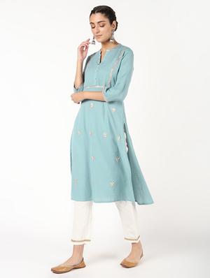 gota work kurta palazzo set - 16308015 - Standard Image - 2