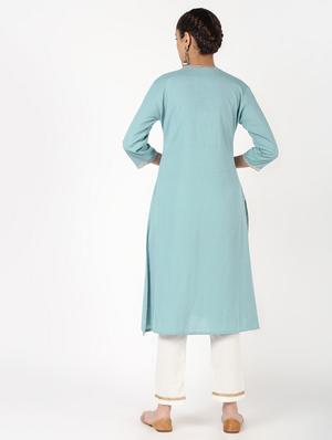 gota work kurta palazzo set - 16308015 - Standard Image - 3