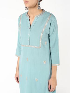 gota work kurta palazzo set - 16308015 - Standard Image - 4
