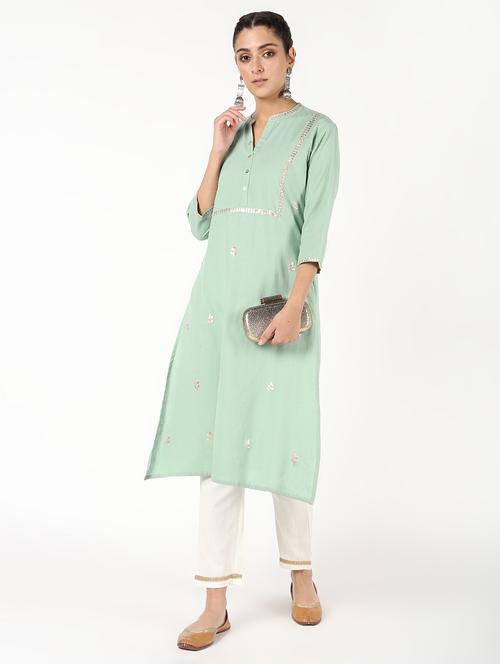 gota work kurta palazzo set - 16308016 - Standard Image - 1