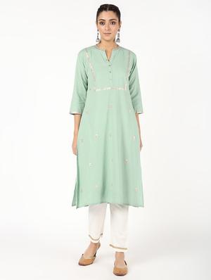 gota work kurta palazzo set - 16308016 - Standard Image - 2