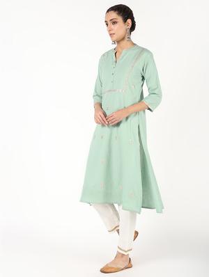 gota work kurta palazzo set - 16308016 - Standard Image - 3