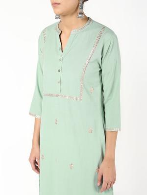 gota work kurta palazzo set - 16308016 - Standard Image - 5