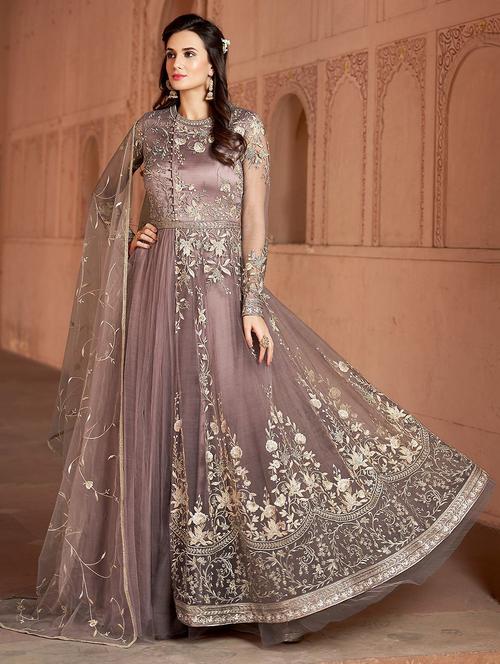 Embroidered semi-stitched suit - 16308084 - Standard Image - 1