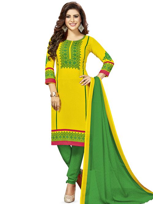 printed unstitched churidaar suit - 16308646 - Standard Image - 1