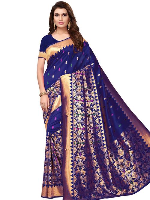 conversational zari motif banarasi saree with blouse - 16308651 - Standard Image - 1
