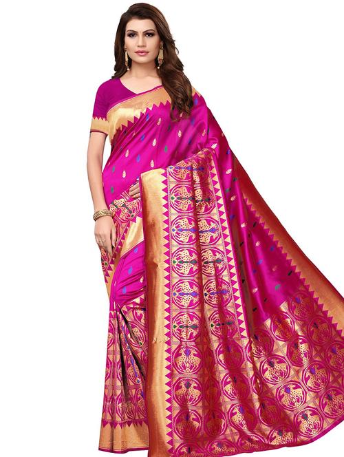conversational zari motif banarasi saree with blouse - 16308652 - Standard Image - 1