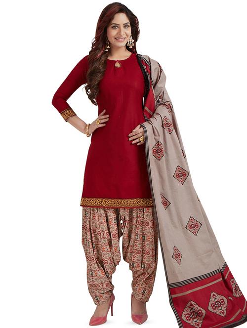 printed unstitched patiyala suit - 16308774 - Standard Image - 1