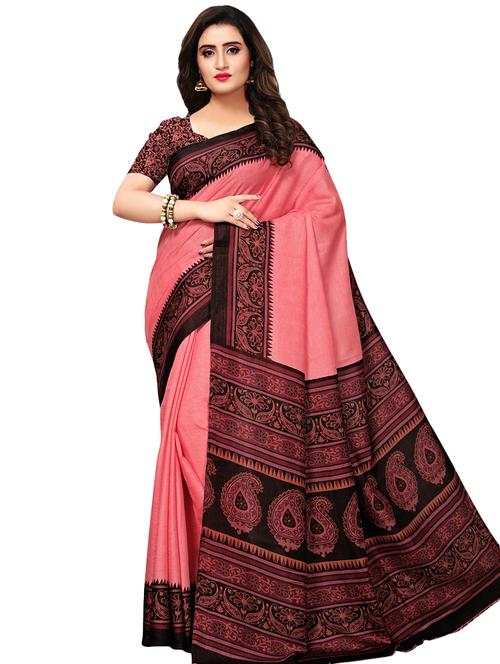 floral border printed saree with blouse - 16309515 - Standard Image - 1