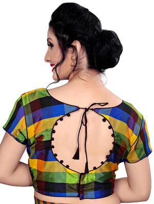checkered blouse with drawstring - 16309667 - Standard Image - 2