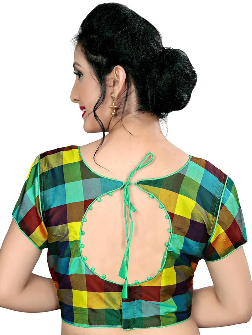 checkered blouse with drawstring - 16309668 - Zoom Image - 2