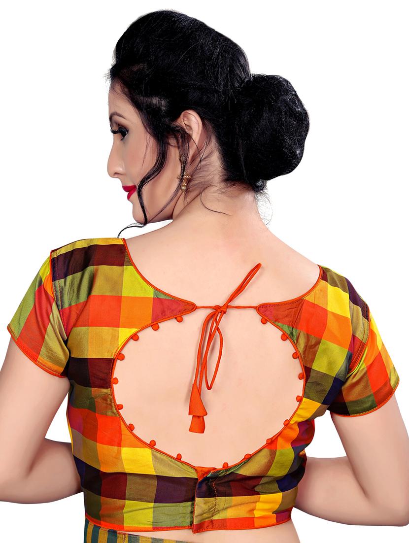 checkered blouse with drawstring - 16309669 - Zoom Image - 2