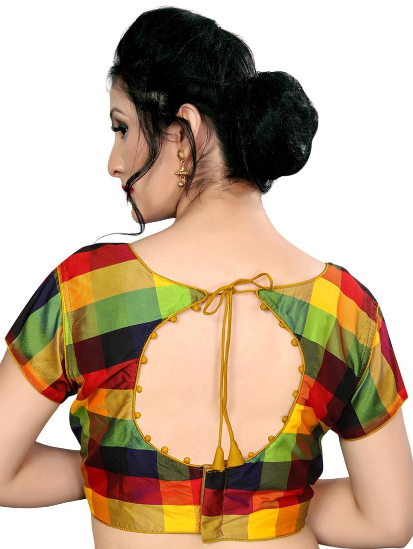 checkered blouse with drawstring - 16309672 - Zoom Image - 2