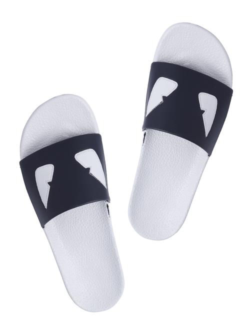 black leatherette slip on flip flops - 16310344 - Standard Image - 1