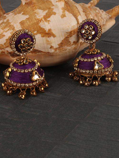 purple brass jhumka earring - 16310552 - Standard Image - 1