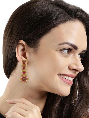 red brass drop earring - 16310568 - Standard Image - 4