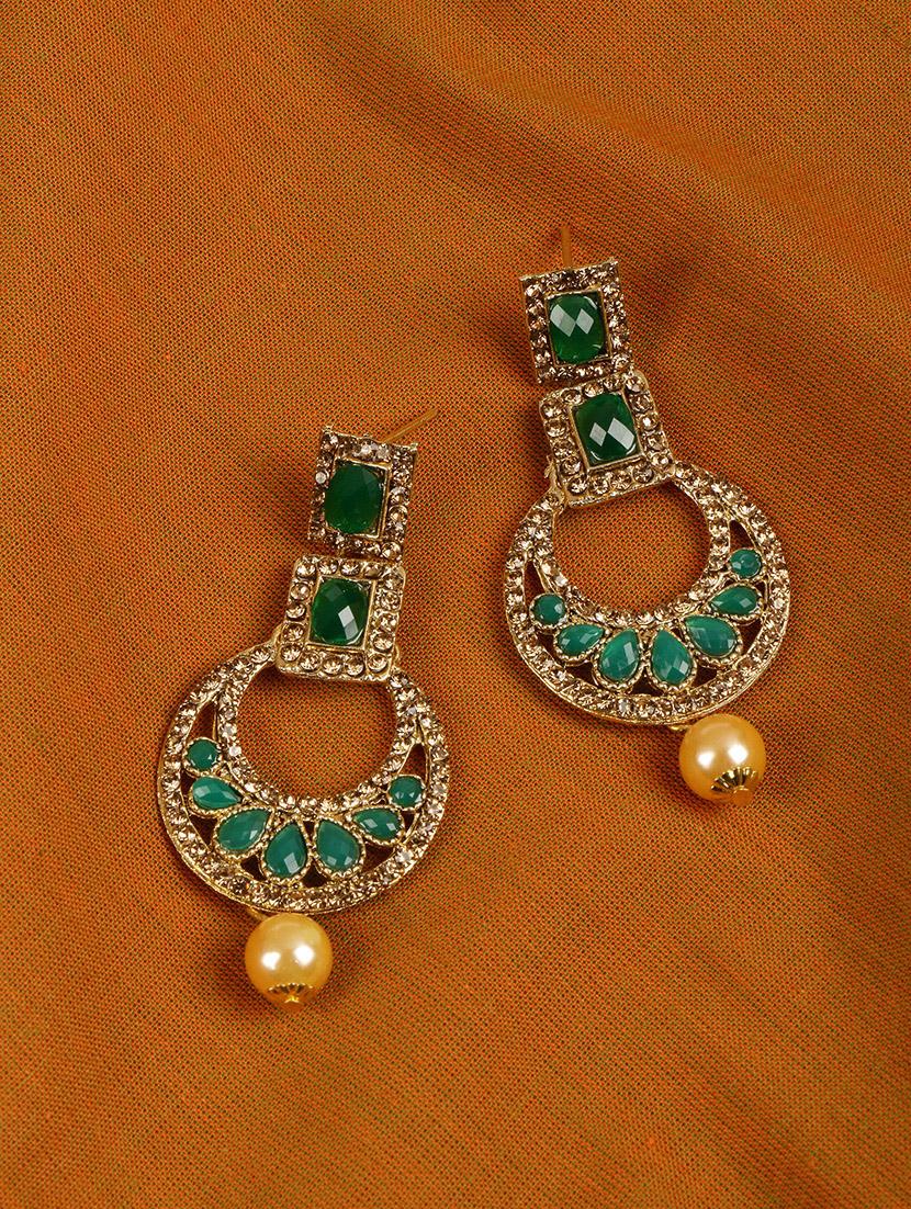 green brass drop earring - 16310575 - Zoom Image - 1