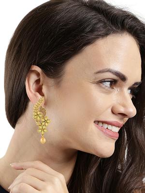 gold brass drop earring - 16310596 - Standard Image - 4