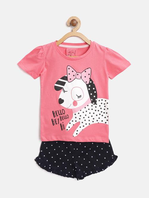 pink cotton shorts set - 16311248 - Standard Image - 1
