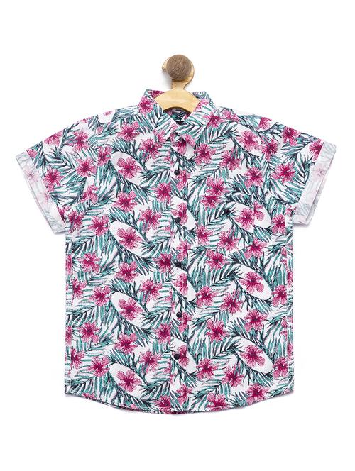turn-up sleeved floral shirt - 16311724 - Standard Image - 1