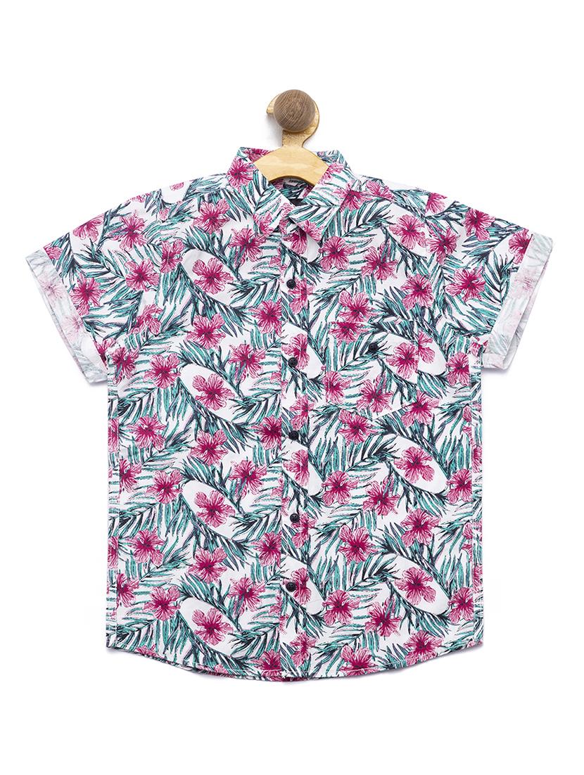 turn-up sleeved floral shirt - 16311724 - Zoom Image - 1