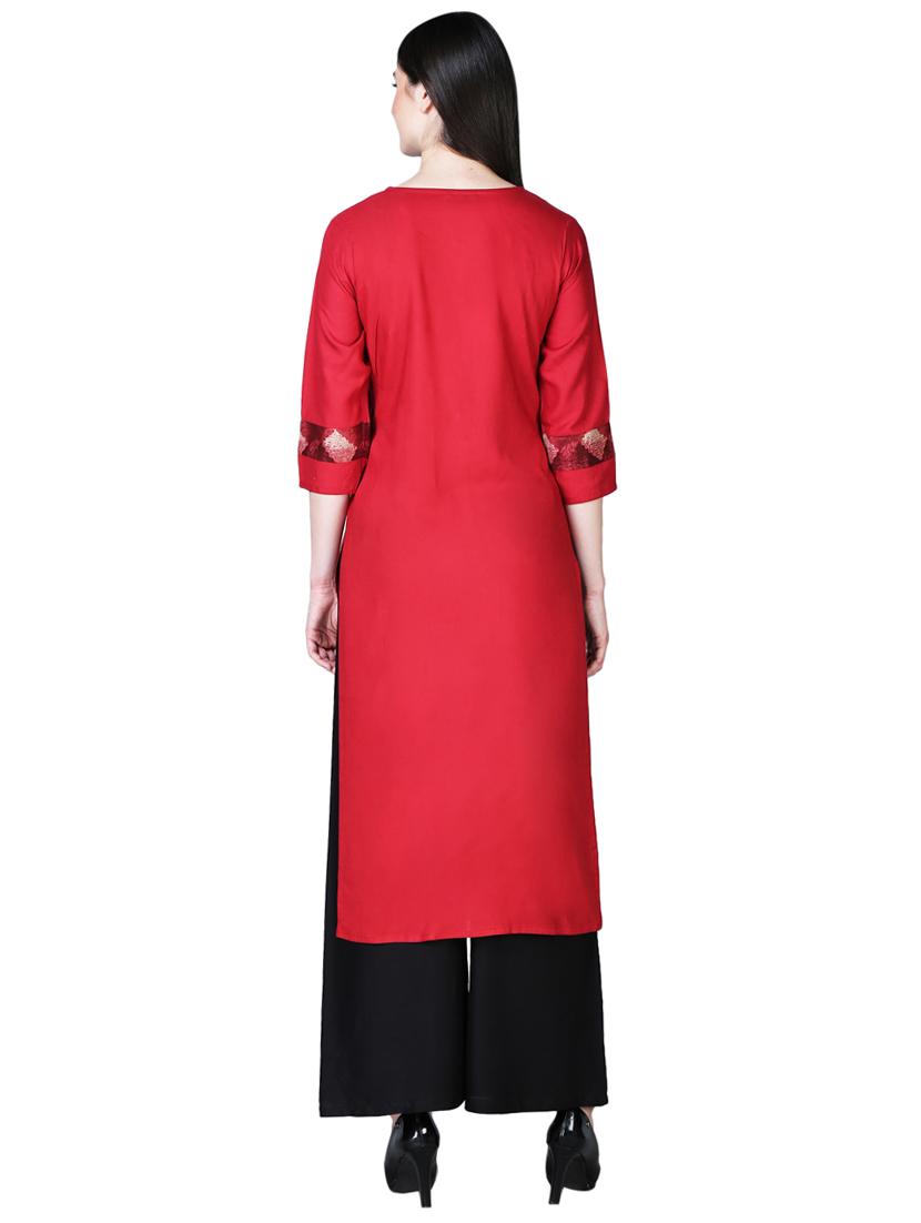 printed straight kurta - 16312096 - Zoom Image - 3