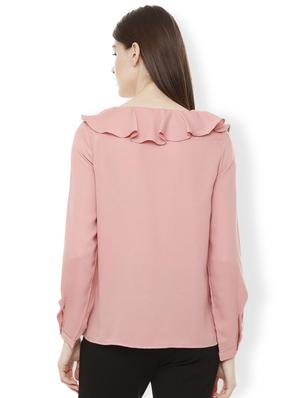 concealed placket ruffle detail top - 16312244 - Standard Image - 2