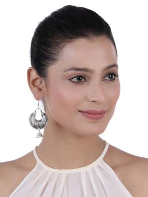 silver metal drop earring - 16312397 - Standard Image - 3
