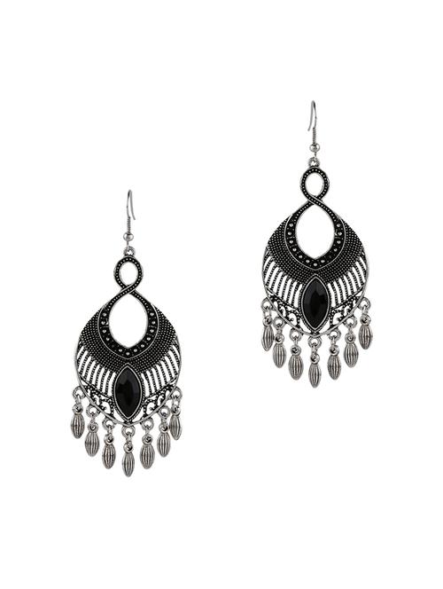 silver metal drop earring - 16312410 - Standard Image - 1