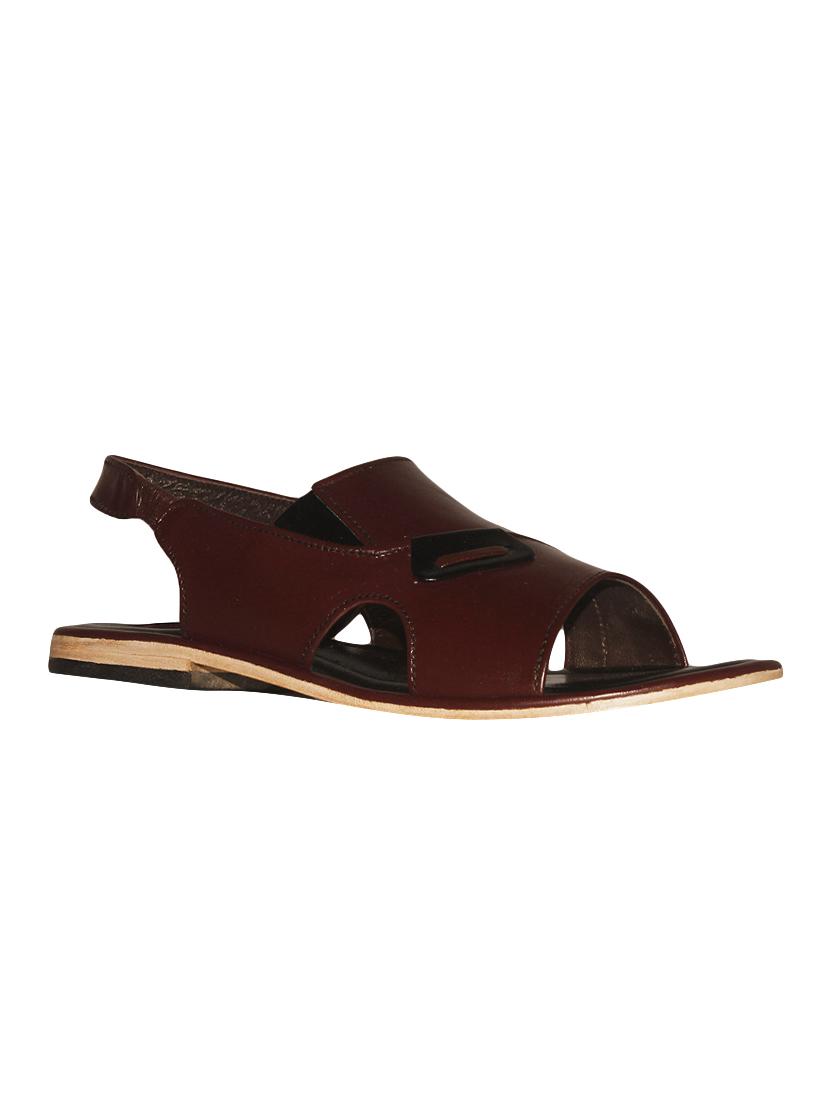 maroon leatherette back strap sandals - 16312571 - Zoom Image - 1