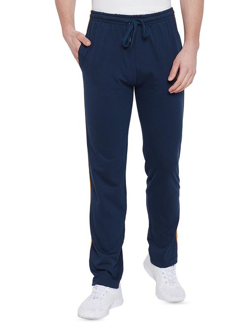 navy blue cotton full length track pant - 16312731 - Standard Image - 1