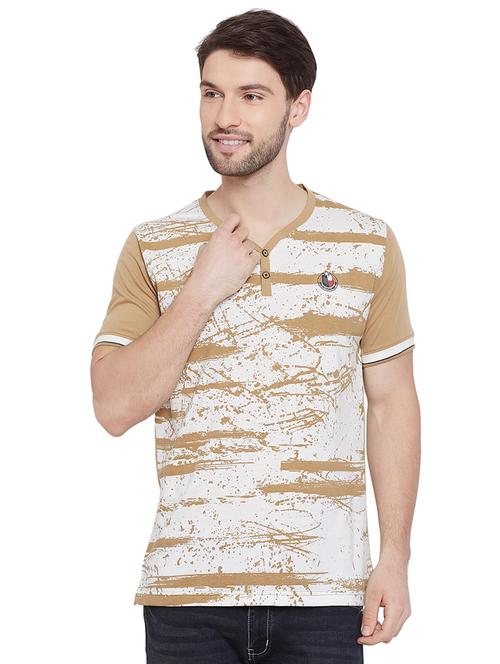 beige front print t-shirt - 16312795 - Standard Image - 1